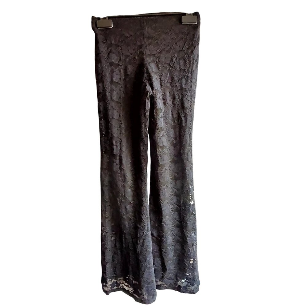 Black Lace Bell Bottom Pants Size M Art Class Recycled Polyester & Spandex